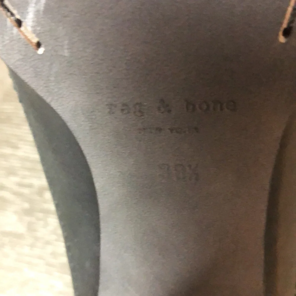 rag & bone Black Leather Mules with Gray Fur Cuff